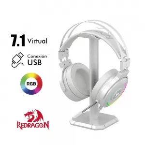 AUDIFONO REDRAGON LAMIA H320W RGB WHITE CON MICROFONO 7.1 VIRTUAL USB INCLUYE SOPORTE