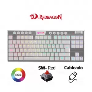 TECLADO REDRAGON HORUS TKL WHITE SWITCH RED WIRELESS ESPAÑOL 