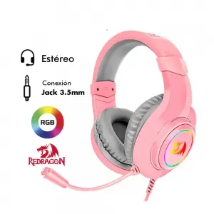 AUDIFONO REDRAGON HYLAS H260 | 3.5MM | ESTEREO | RGB | ROSADO