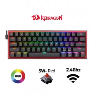 TECLADO REDRAGON FIZZ PRO K616 | INGLES | INALAMBRICO | MECANICO | SW-RED | RGB | NEGRO