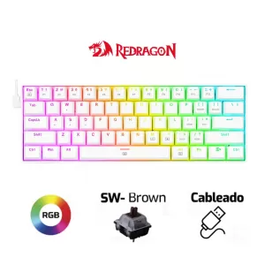 TECLADO REDRAGON DRAGONBORN K630 | INGLES | MECANICO | SW-BROWN | RGB | BLANCO